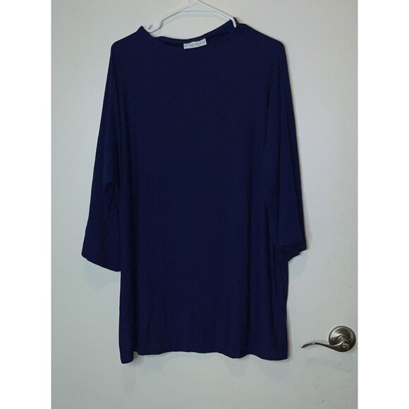 Bryn Walker Womens Royal Blue XL Tunic Top 3/4 Sleeve Relaxed Fit Made In USA - Picture 2 of 9